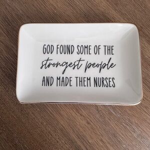 Nurse Inspirational White and Gold Rectangular‎ Plate